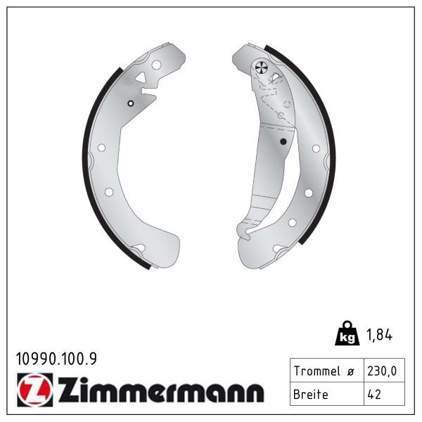 ZIMMERMANN 10990.100.9 Brake shoe set