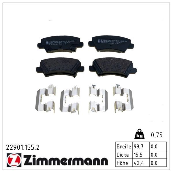 ZIMMERMANN 22901.155.2 Brake pad set, disc brake
