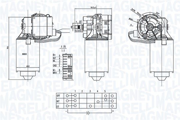 MAGNETI MARELLI 064373900010 Wiper motor