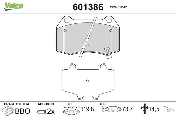 VALEO 601386 Brake pad set, disc brake