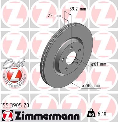 ZIMMERMANN 155.3905.20 Brake disc