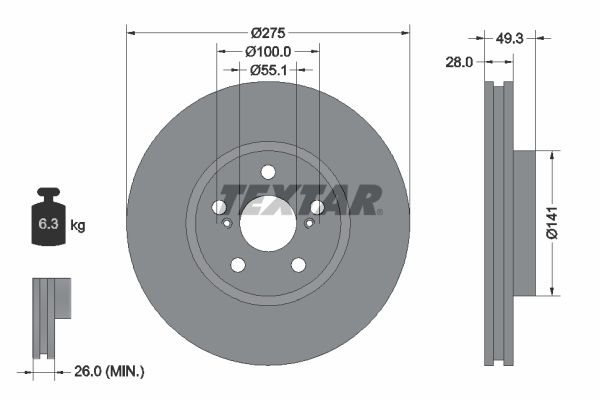 TEXTAR 92142003 Brake disc