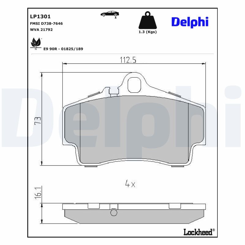 DELPHI LP1301 Brake pad set, disc brake