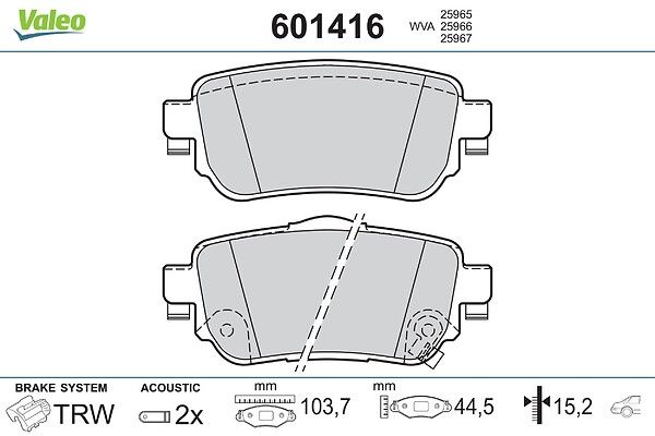 VALEO 601416 Brake pad set, disc brake