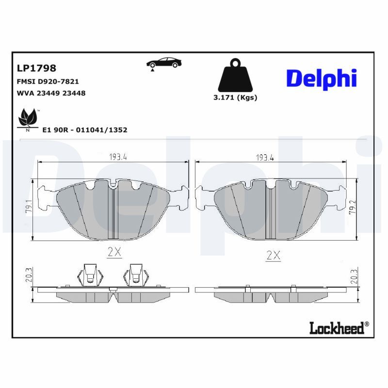 DELPHI LP1798 Brake pad set, disc brake