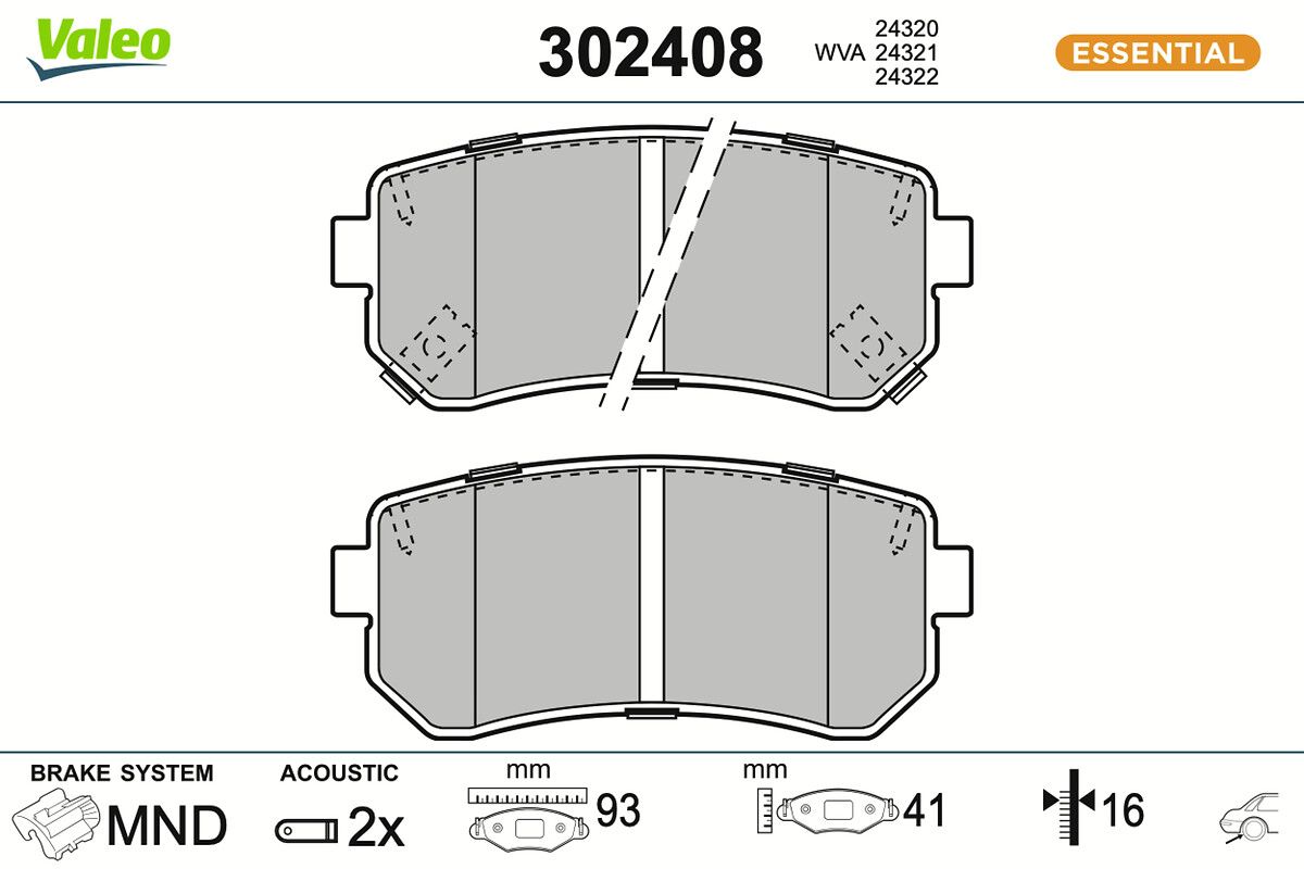 VALEO 302408 Brake pad set, disc brake