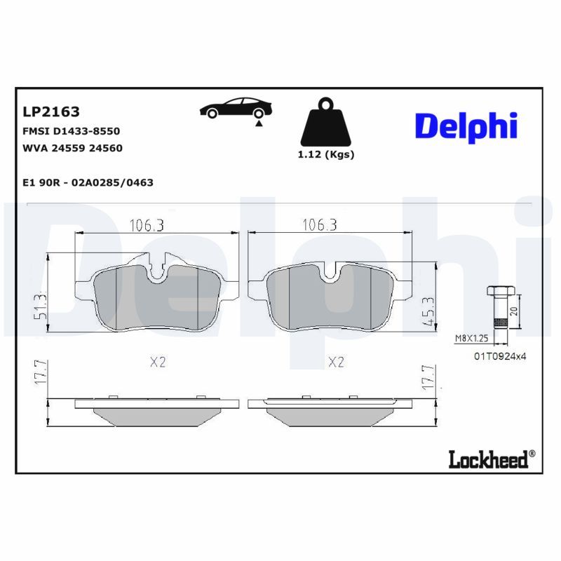 DELPHI LP2163 Brake pad set, disc brake