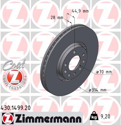 ZIMMERMANN 430.1499.20 Brake disc