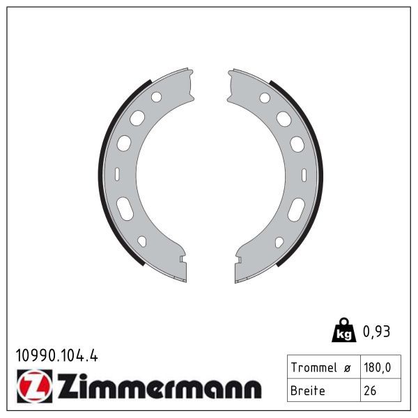 ZIMMERMANN 10990.104.4 Brake shoe set, parking brake