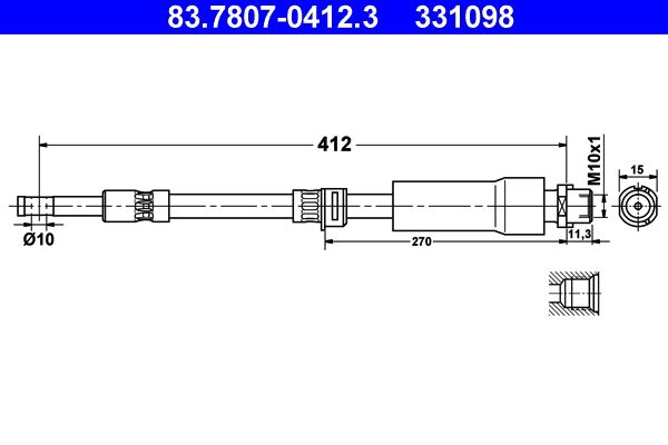 ATE 83.7807-0412.3 Brake hose
