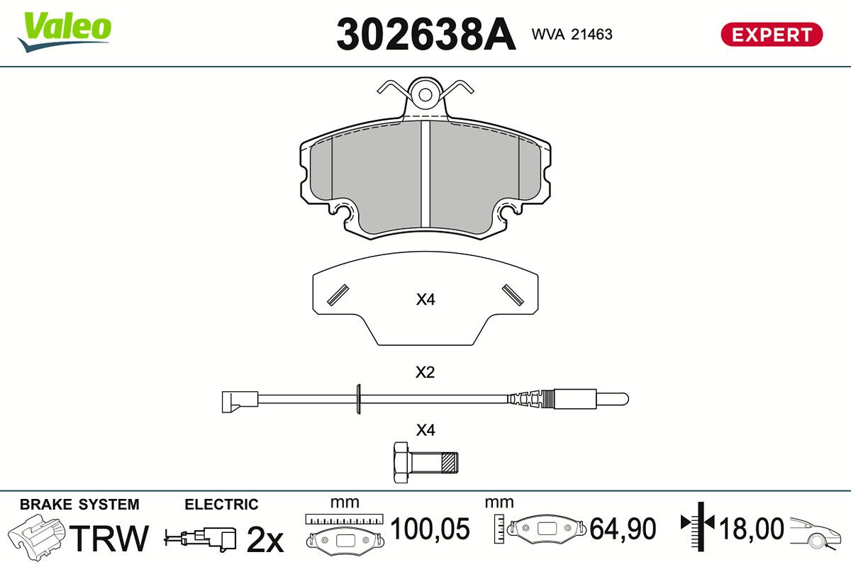 VALEO 302638A Brake pad set, disc brake