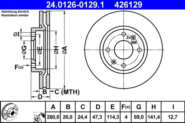 ATE 24.0126-0129.1 Brake disc