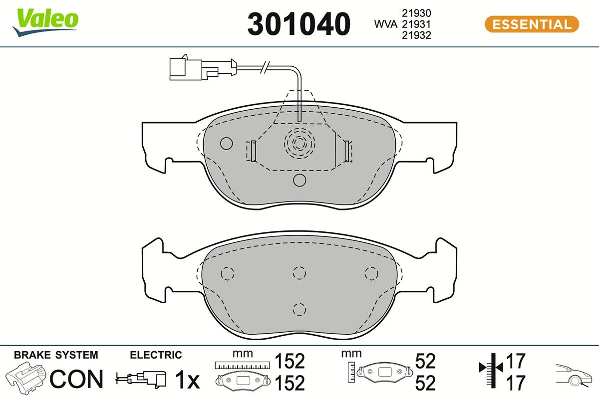 VALEO 301040 Brake pad set, disc brake