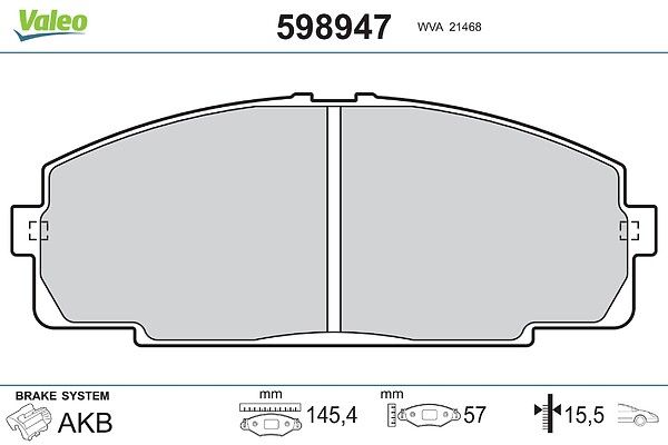VALEO 598947 Brake pad set, disc brake