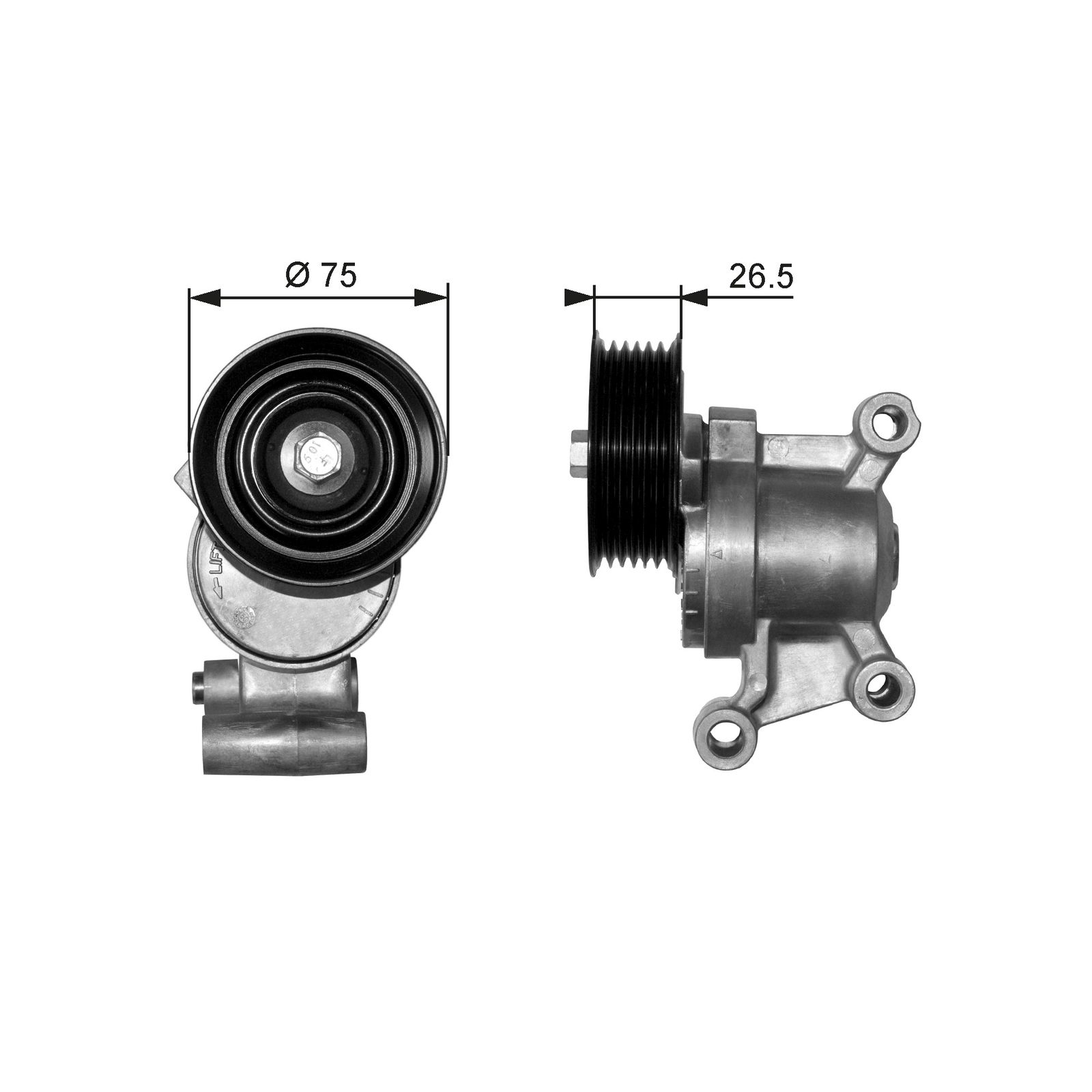 GATES T38357 Belt tensioner, v-ribbed belt