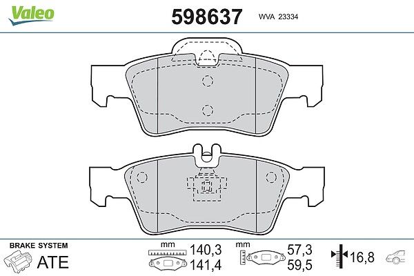 VALEO 598637 Brake pad set, disc brake