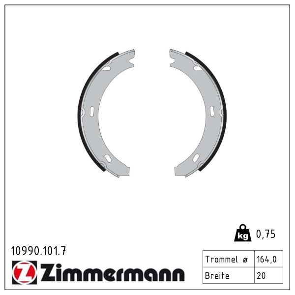 ZIMMERMANN 10990.101.7 Brake shoe set, parking brake