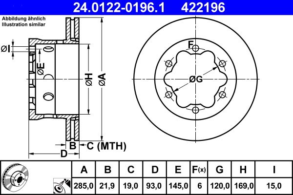 ATE 24.0122-0196.1 Brake disc