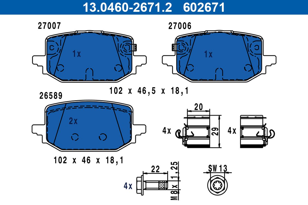 ATE 13.0460-2671.2 Brake pad set, disc brake