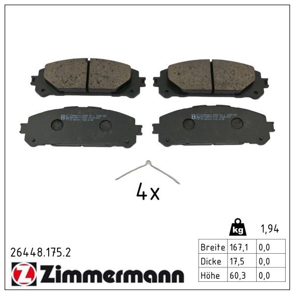 ZIMMERMANN 26448.175.2 Brake pad set, disc brake