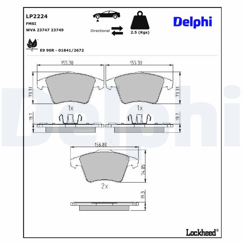 DELPHI LP2224 Brake pad set, disc brake