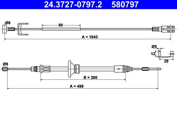 ATE 24.3727-0797.2 Cable pull, parking brake
