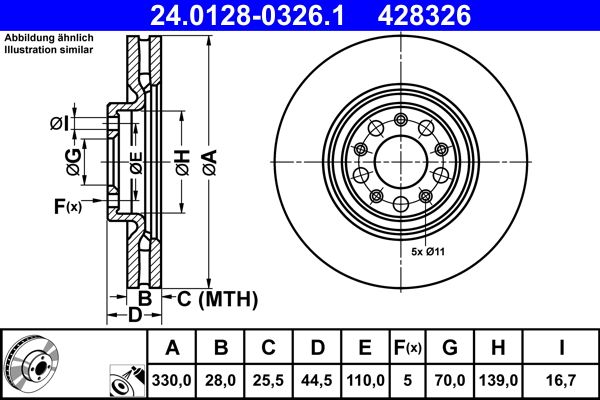 ATE 24.0128-0326.1 Brake disc