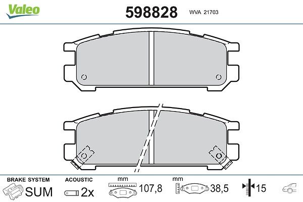 VALEO 598828 Brake pad set, disc brake