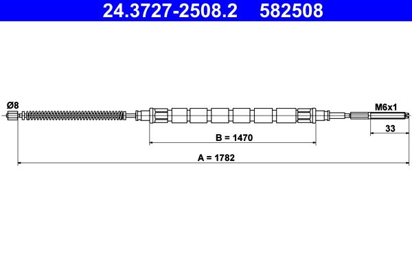 ATE 24.3727-2508.2 Cable pull, parking brake