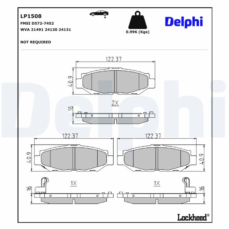 DELPHI LP1508 Brake pad set, disc brake
