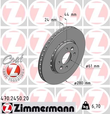 ZIMMERMANN 470.2450.20 Brake disc