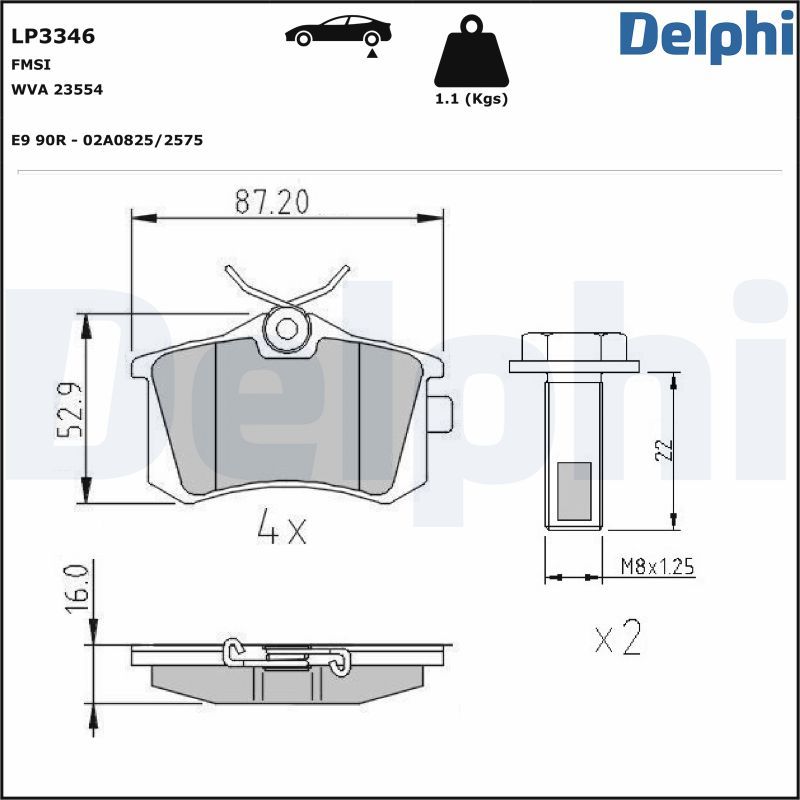 DELPHI LP3346 Brake pad set, disc brake
