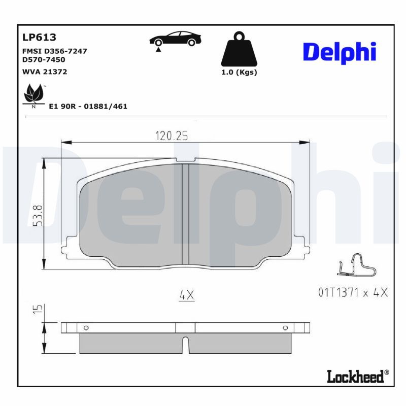 DELPHI LP613 Brake pad set, disc brake