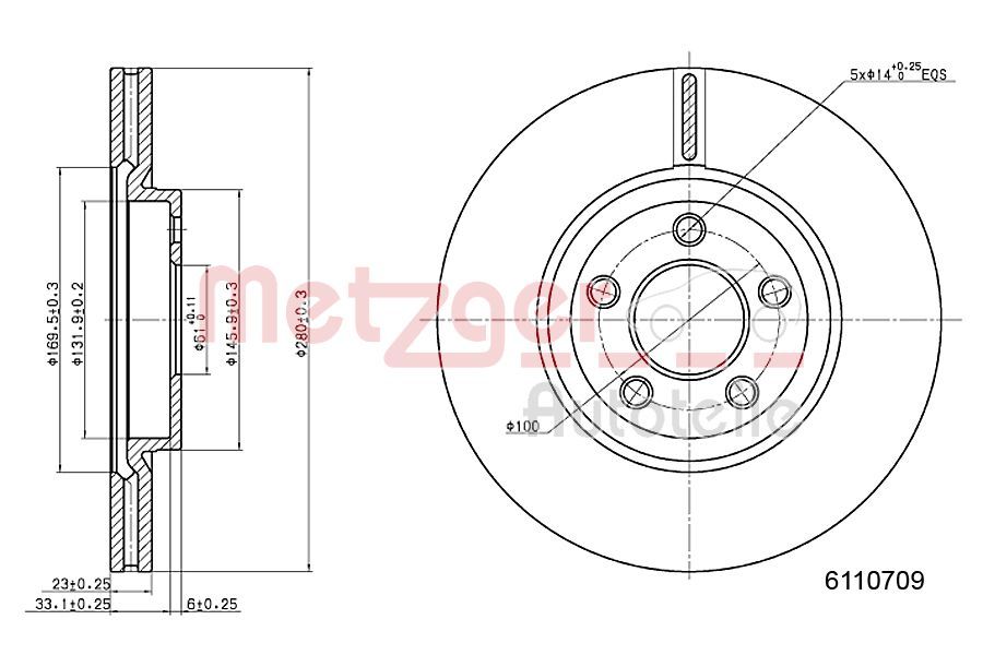 METZGER AUTOTEILE 6110709 Brake disc