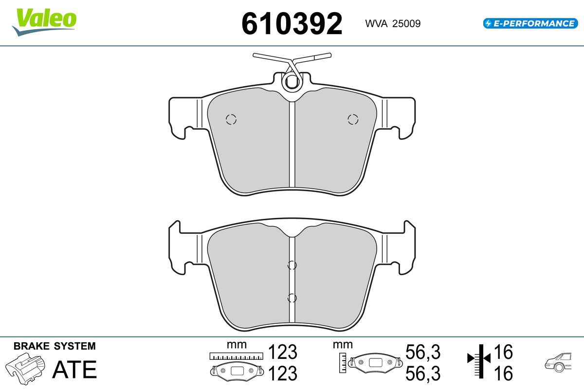 VALEO 610392 Brake pad set, disc brake