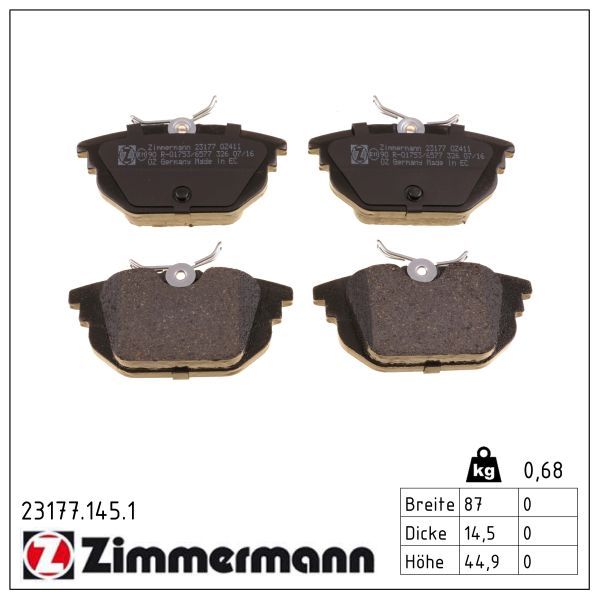 ZIMMERMANN 23177.145.1 Brake pad set, disc brake