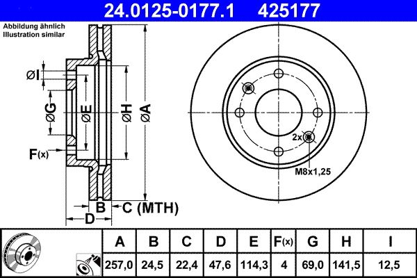 ATE 24.0125-0177.1 Brake disc
