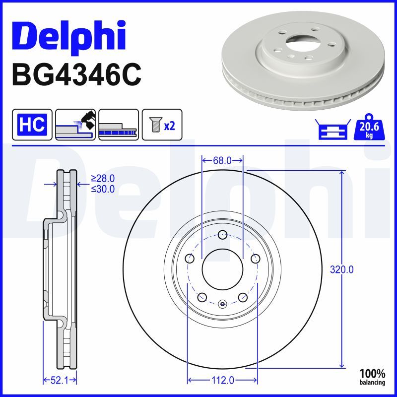 DELPHI BG4346C Brake disc