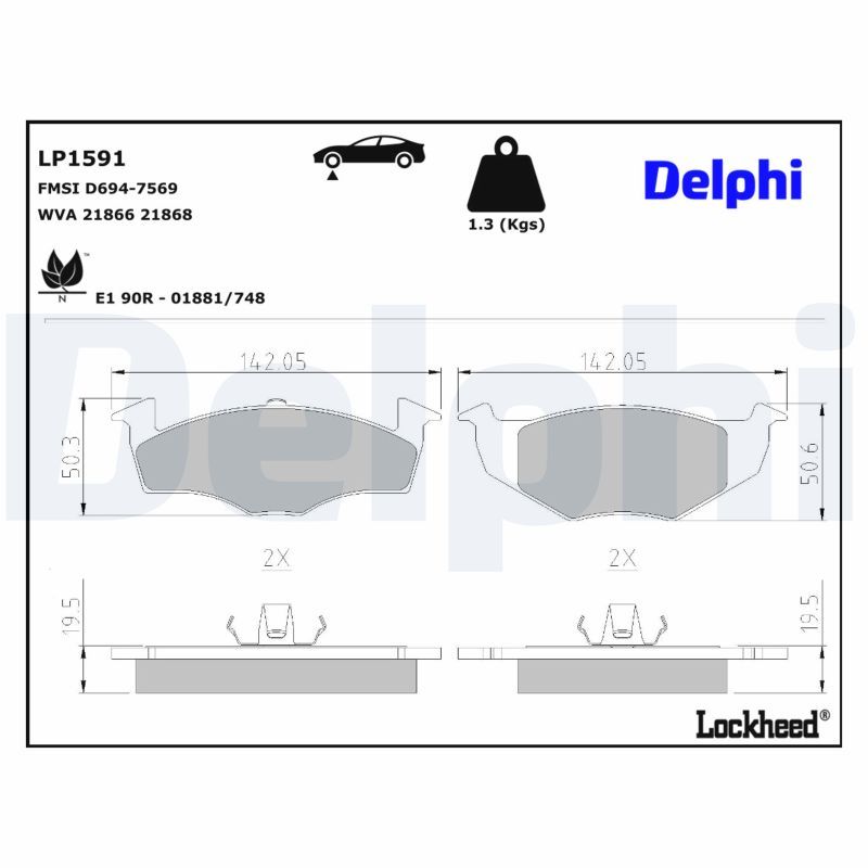 DELPHI LP1591 Brake pad set, disc brake