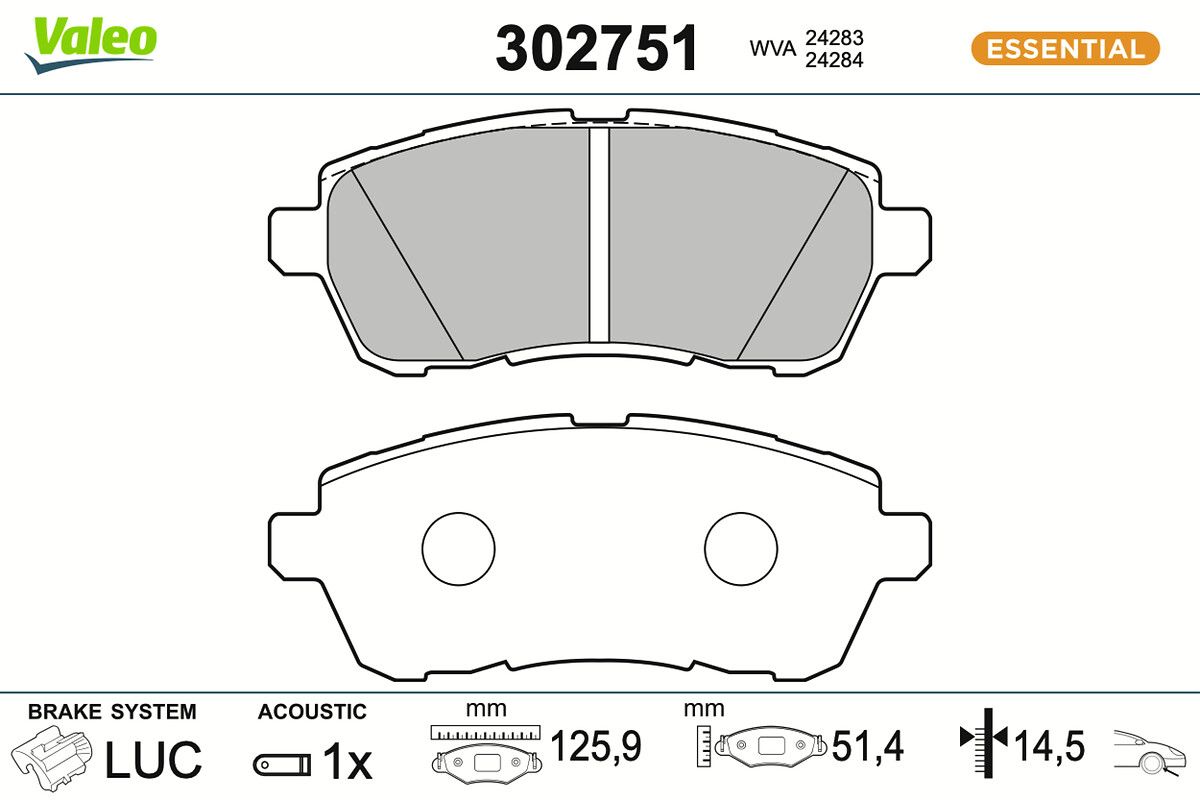 VALEO 302751 Brake pad set, disc brake