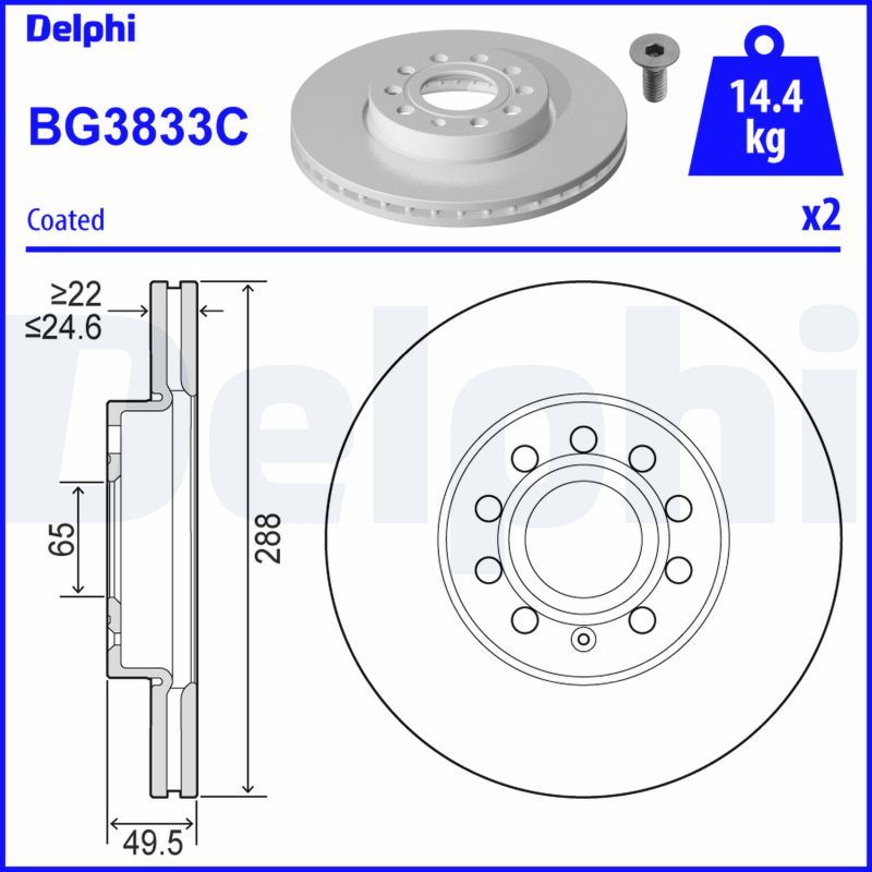 DELPHI BG3833C Brake disc