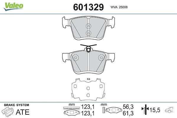 VALEO 601329 Brake pad set, disc brake