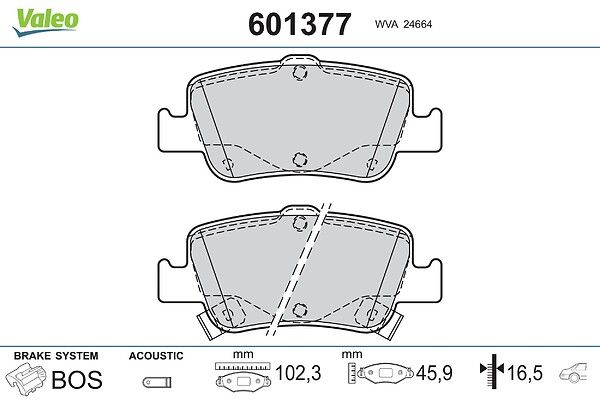 VALEO 601377 Brake pad set, disc brake