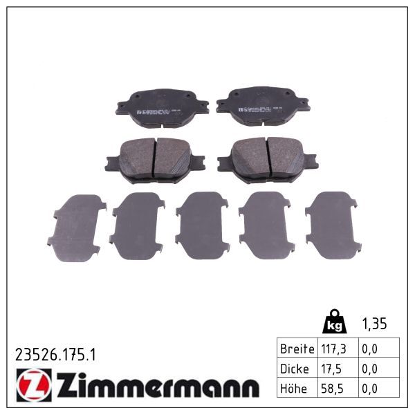 ZIMMERMANN 23526.175.1 Brake pad set, disc brake