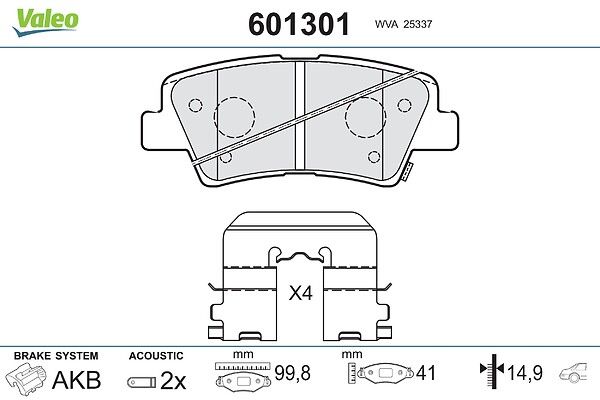 VALEO 601301 Brake pad set, disc brake
