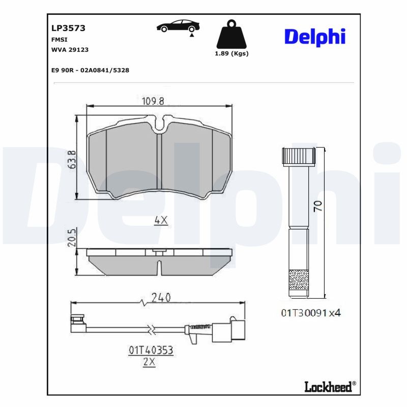 DELPHI LP3573 Brake pad set, disc brake