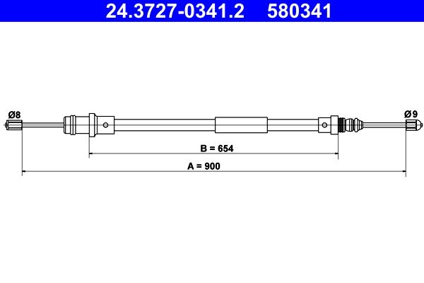 ATE 24.3727-0341.2 Cable pull, parking brake