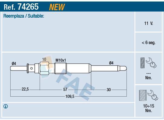 FAE 74265 Glow plug