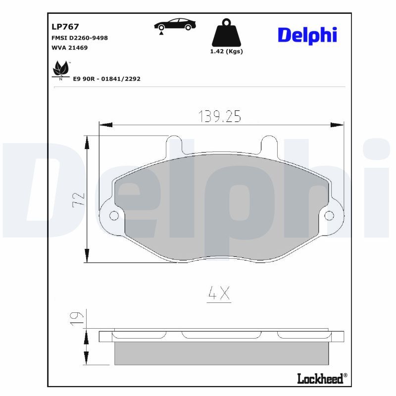 DELPHI LP767 Brake pad set, disc brake