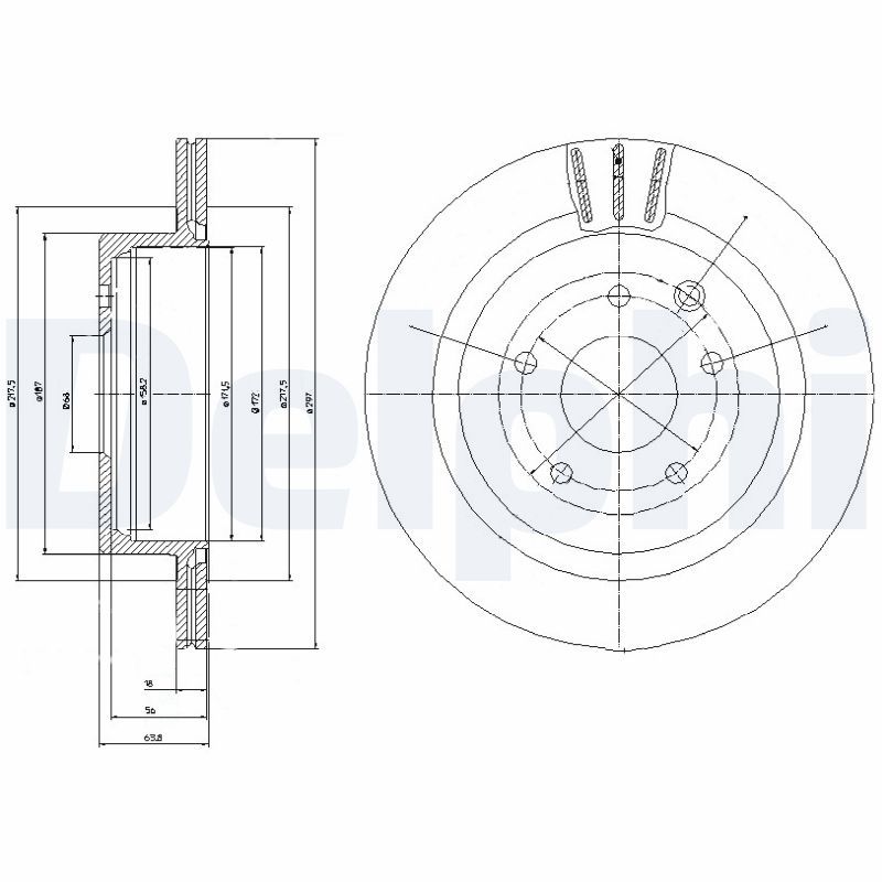 DELPHI BG3354 Brake disc